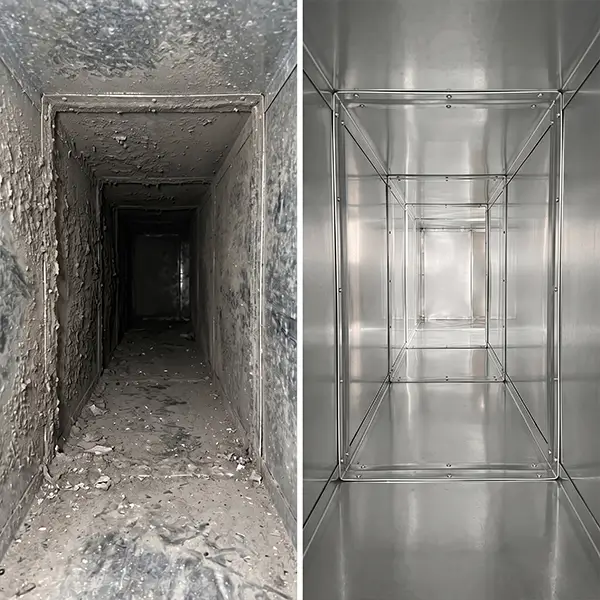 Before and after air duct cleaning service in Tomball Texas